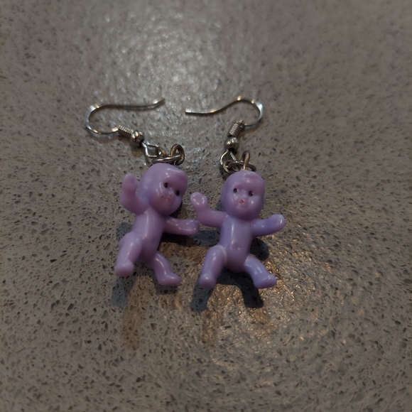 Purple Plastic Baby Earrings - Picture 1 of 3